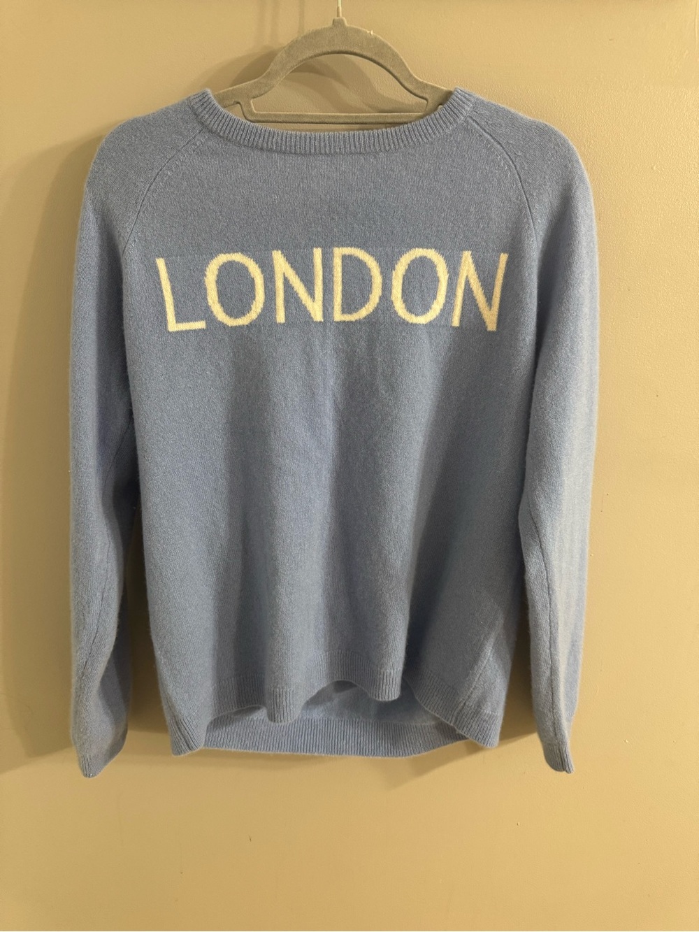 Philosophy Light Blue Cashmere Sweater with White LONDON Script